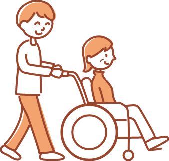 車椅子の移動支援のイラスト